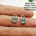 Pendentif cadenas rétro en argent tibétain 8x12mm pour création de bijoux DIY - Style 12 Cadenas en Relief