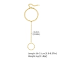 Gold double-layer snake chain slave bracelet with finger ring for women in 18K finish - Minimalist Chain
