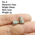 Macro detail of size 8 vintage alloy flower cap bead with 7mm diameter for jewelry making - 8# Silver (7x10mm)