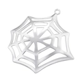 Detailed view of silver metallic spider web pendant with hollowed-out design for Halloween - Spider Web / White Gold