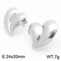Pendientes de corazón irregulares en plata de 24x20mm con un acabado pulido brillante - Pendientes / Color Acero