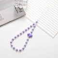 Handgefertigter lila Herz-Perlen-Handy-Lanyard-Anhänger mit Acrylperlen für Zubehör - Handykette / Lila (K2929)
