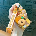 Cute cartoon capybara soft rubber keychain with wrist strap accessory for bag charm - Projection Camera - Milk Tea
