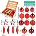 30-teiliges Set roter Weihnachtsbaumkugeln mit matten, glänzenden und strukturierten Oberflächen - 30-teiliges Set / Klassisches Rot
