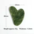 Natural heart-shaped dark green jade Gua Sha tool measuring 80mm with 4.3mm thickness - Dark Green Heart Shaped Gua Sha Board