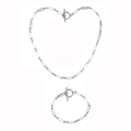 Details des Edelstahl-Set mit Halskette und Armband sowie klassischem T-Verschluss - Silber Halskette Armband Set