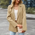 Blazer femme kaki à manches courtes avec design à boutonnage simple pour look décontracté - S / Kaki