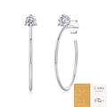 Silver moissanite hoop earrings in platinum finish with professional GRA certification - Moissanite 4mm/0.3ct * 2pcs (with GRA Certificate)