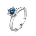 S925 sterling silver six-prong ring featuring a one carat round moissanite with aurora colors - Adjustable Open / 5-carat Iridescent Blue Moissanite (gra Certificate)