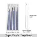 Set of four dark blue 25cm taper candles in white gift box with Merry Christmas tag - Taper Candle Set / Solid Deep Blue