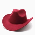 Classic red felt western cowboy hat with cattleman crease and wide brim design - M (56-58cm) / Burgundy