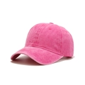 Pink washed cotton baseball cap with vintage distressed finish and adjustable strap - Adjustable / Washed Rose Red