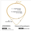 Double-layered gold stainless steel necklace dimensions and chain length details - Double Layer Figaro Snake Chain (JDN0306051)
