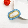 Handmade knitted hair clip accessory with blue, yellow and white oval crochet design - 9# White Center Oval Light Blue