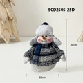 Blue and white snowman plush toy with plaid scarf and white hat, size 26cm x 21cm - Lei Feng Hat Foam Snowman (Small)