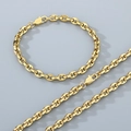 Conjunto dorado de collar y pulsera de acero inoxidable con eslabones ovales únicos - Pulsera 21cm / Dorado