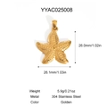 Pendentif en forme d'étoile de mer en acier inoxydable 304 doré pour bijoux DIY - Style Étoile de Mer (YYAC025008)
