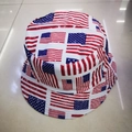 Unisex flat top bucket hat featuring reversible American flag stars and stripes print - L(58-60cm) / USA Flag Style 1