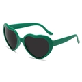 Fashionable vibrant green heart-shaped sunglasses with dark grey lenses in 45-degree view - Dark Green