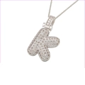 Hip hop style silver letter K pendant necklace with cubic zirconia and box chain - Silver K
