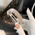 Elegante molletta da 4,8 cm con quattro file di strass scintillanti per capelli - Lunghezza circa 4.8cm / Argento