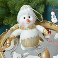 Pendaglio pupazzo di neve in peluche con cappello e sciarpa in filo dorato sullo specchio - Pupazzo di Neve Dorato / Altezza 16cm