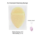 Extra large XL teardrop face cleansing sponge in vibrant yellow with hanging rope - XL Extra Large Teardrop / Yellow