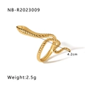 18k gold plated stainless steel snake ring with realistic scale texture and open design - NB-R2023009/Long Finger Wrap / Gold
