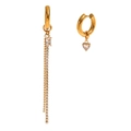 Pendientes de corazón asimétricos bañados en oro de 18K con borlas de circón blanco - Dorado