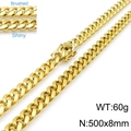 Collana cubana dorata da 8mm con finiture a contrasto spazzolate e lucide e chiusura a cassetta - Metà Opaco Metà Lucido (Oro)