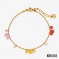 S.Steel golden bracelet featuring multi-color sparkling crystal waterdrop pendants - Gold Anklet with Colorful Zirconia (KB688)