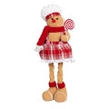 Lebkuchenmann Plüschfigur mit Kochmütze und roter Schürze als Weihnachtsdekoration - Damenstil