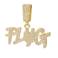 Goudkleurige PLUG letter hanger met micro-geplaveide kristallen voor hiphop-sieraden - Goud (Alleen Hanger)