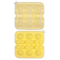 Yellow silicone ice cube tray with nine bear-shaped molds and transparent lid - 6-Cavity Bear (Lemon Yellow)