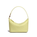 Borsa hobo in pelle intrecciata giallo tenue con nodo in metallo sulla tracolla - Giallo gelatina