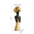 Statue élégante de déesse africaine noire et dorée avec coiffe florale et détails tissés - Petite Taille - Style A
