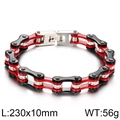 Red and black steel bicycle chain bracelet with sparkling rhinestones for men - 23cm Red & Black Style (KB75592-BD)