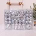 Set de adornos navideños plateados con bolas de purpurina y estrellas en estuche - Plateado