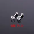 Orecchini a perno classici da 4MM con zircone e montatura a quattro griffe e vite - 4mm