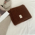 Brown soft wool blend knitted scarf with egg brand tag on cream background - egg Series / Dark Brown