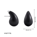 Black teardrop enamel earrings in stainless steel with 32mm height and 18mm width size - Silver Black (22539_4)