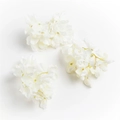 Set of three white faux hydrangea fabric flowers with burnt edge for DIY hair accessories - Off White