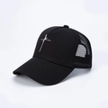 Cappello trucker nero vintage con ricamo bianco e chiusura posteriore regolabile - Taglia unica / Nero con logo bianco