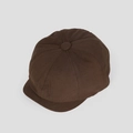 Top-down view of retro brown newsboy cap showing classic stitching and top button detail - M (56-58cm) / Coffee