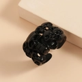 Gothic-Punk Totenkopf-Ring in Mattschwarz aus Legierung, verstellbar für Damen und Herren - Einstellbar Offen / Großer schwarzer Totenkopf