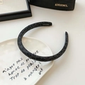 Chic dark grey leopard print fabric headband with a vintage padded sponge design - 3cm / Black Leopard
