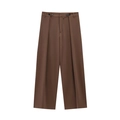 Pantalones de traje anchos marrón oscuro con pinzas y detalle de cierre de cuatro botones - XS / Pants