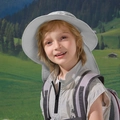 Kinder Sonnenhut in Hellgrau mit breiter Krempe, Nackenschutz und Netzgewebe - Grau