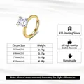 Detailed size chart for S925 sterling silver emerald cut cubic zirconia ring options - Emerald Cut LZR41-Gold-1ct