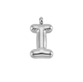 Polished silver 3D bubble letter I pendant in stainless steel balloon style charm - Letter I-Pendant Only / Silver